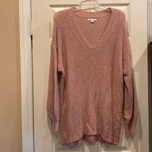American Eagle oversized waffle knit v-neck pullover sweater